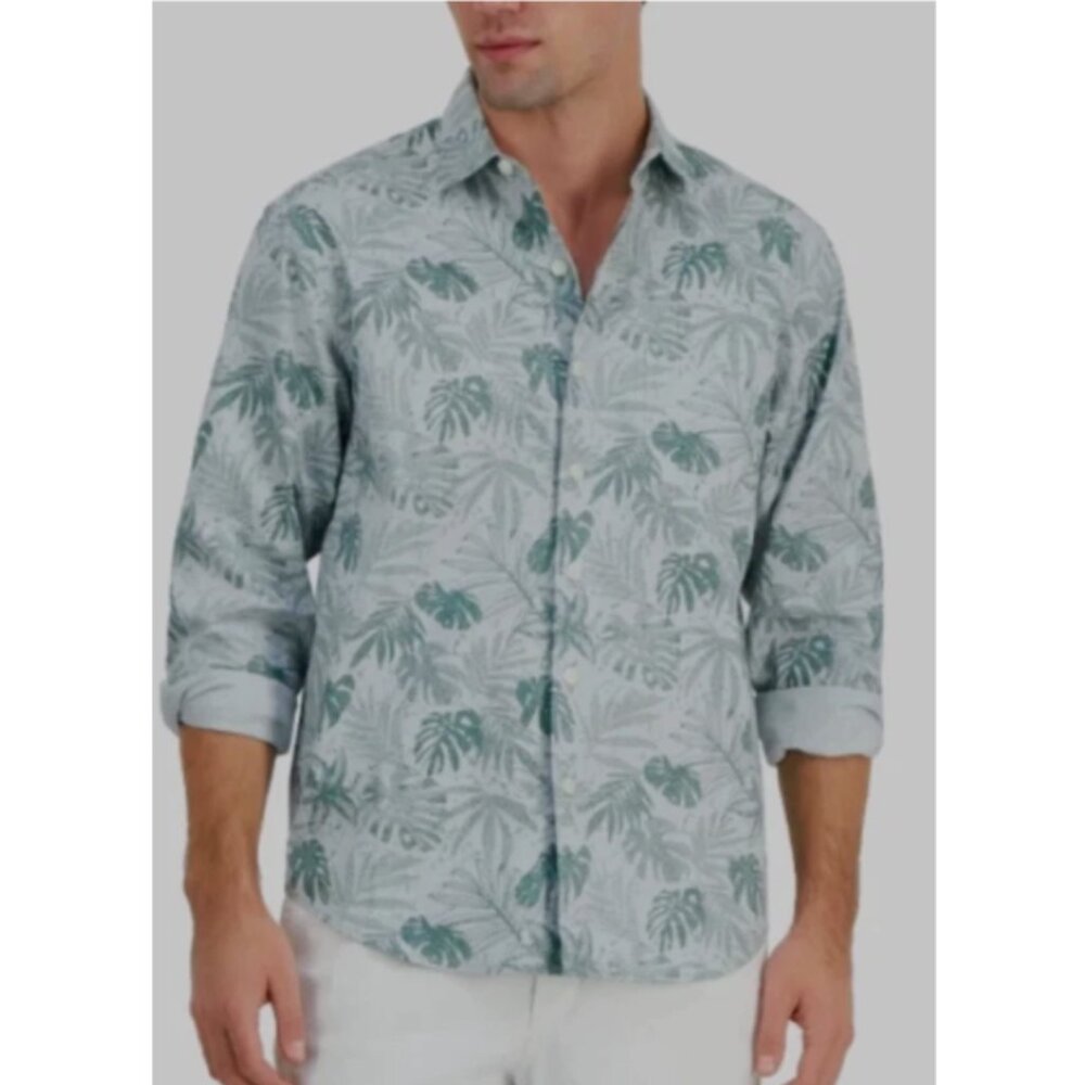 Tommy Bahama Mens Digital Palms Printed Shirt in Trout Size S